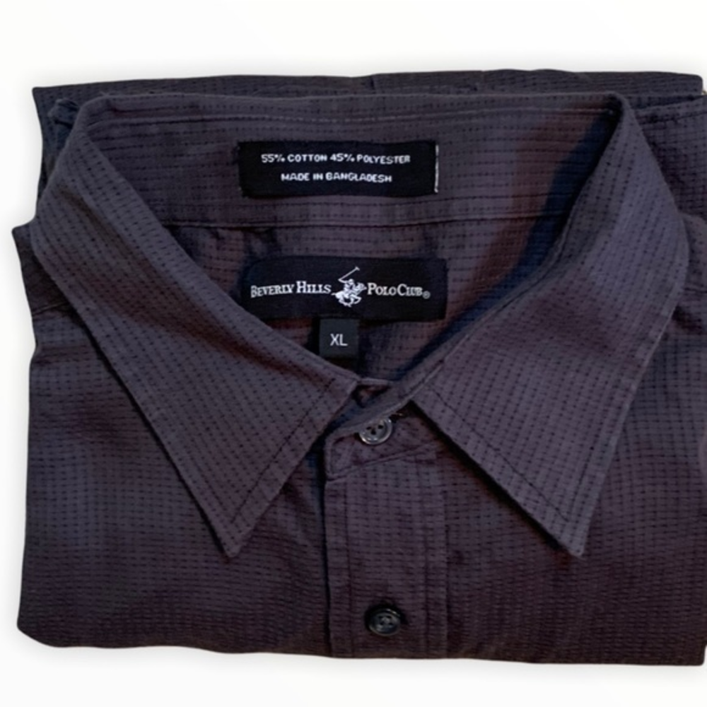 Beverly Hills Polo Club dark gray button down shirt mens size XL